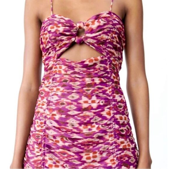 NWT Zara Blogger’s Favorite Chiffon Ruched Cutout Strappy Draped Mini Dress - Picture 6 of 16